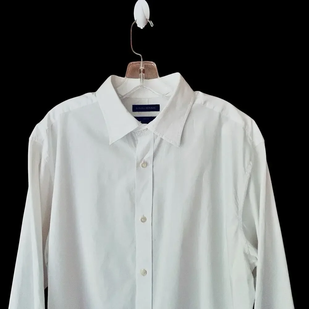 Banana Republic Men’s Slim Fit Tall White 100% Cotton Button Down Shirt Size XL